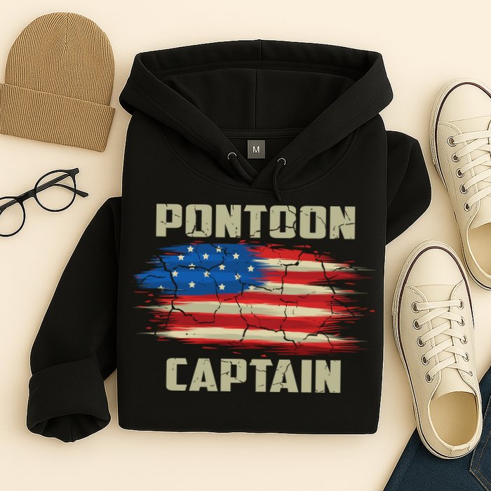 Pontoon Captain American Flag Pontooning Pontoon Boating Hoodie
