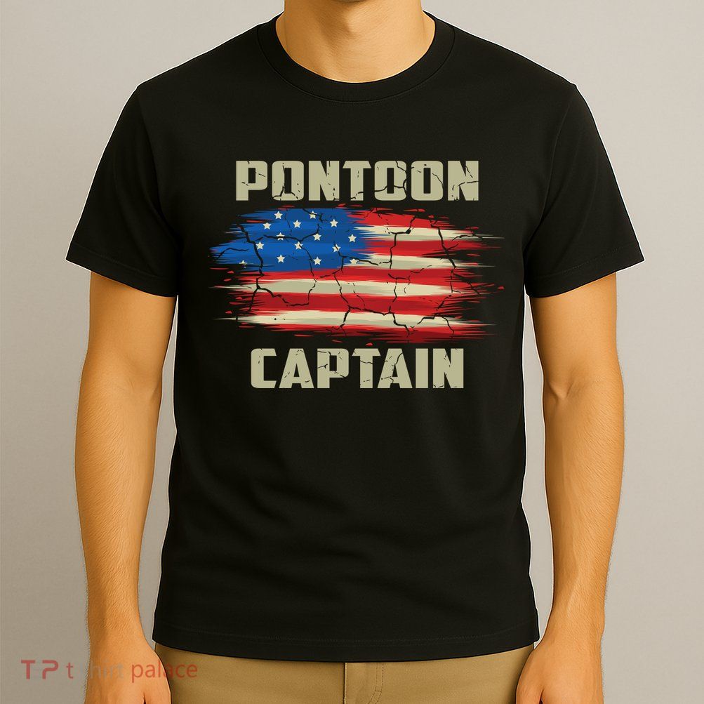 Pontoon Captain American Flag Pontooning Pontoon Boating T-Shirt