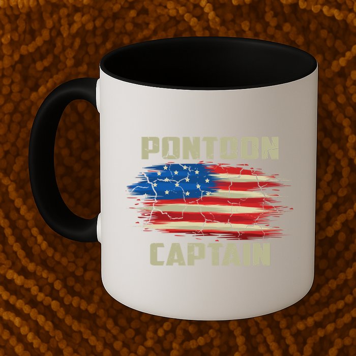Pontoon Captain American Flag Pontooning Pontoon Boating Mug