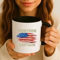 Pontoon Captain American Flag Pontooning Pontoon Boating Mug