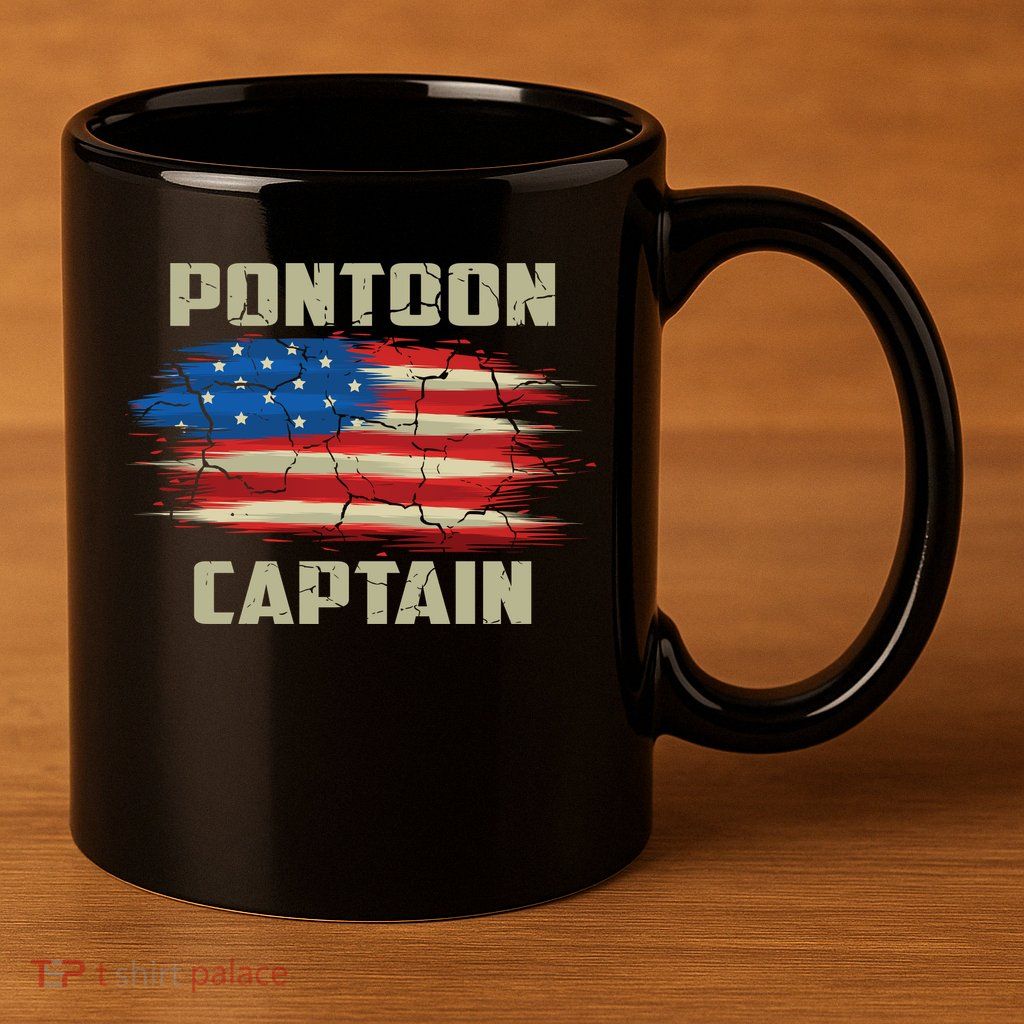 Pontoon Captain American Flag Pontooning Pontoon Boating 11oz C Handle Ceramic Mug
