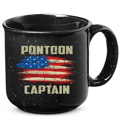 Pontoon Captain American Flag Pontooning Pontoon Boating 15oz Campfire Ceramic Mug