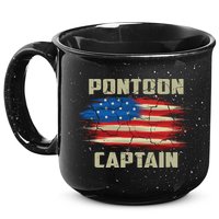 Pontoon Captain American Flag Pontooning Pontoon Boating 15oz Campfire Ceramic Mug