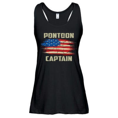 Pontoon Captain American Flag Pontooning Pontoon Boating Ladies Essential Flowy Tank