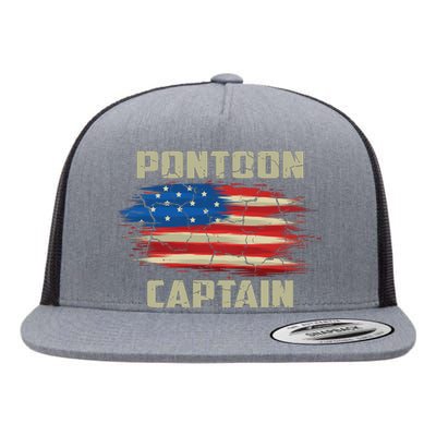 Pontoon Captain American Flag Pontooning Pontoon Boating Flat Bill Trucker Hat