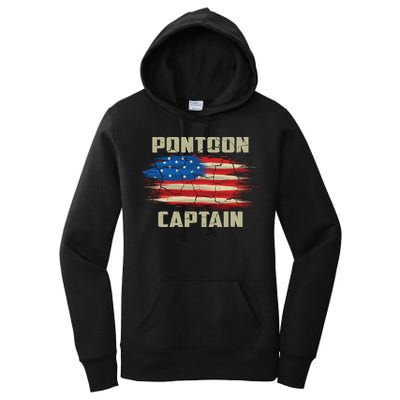 Pontoon Captain American Flag Pontooning Pontoon Boating Women's Pullover Hoodie