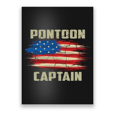 Pontoon Captain American Flag Pontooning Pontoon Boating Poster