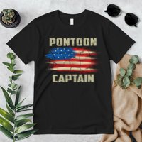 Pontoon Captain American Flag Pontooning Pontoon Boating Premium T-Shirt