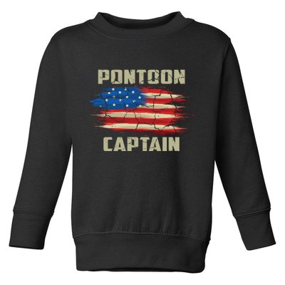 Pontoon Captain American Flag Pontooning Pontoon Boating Toddler Sweatshirt