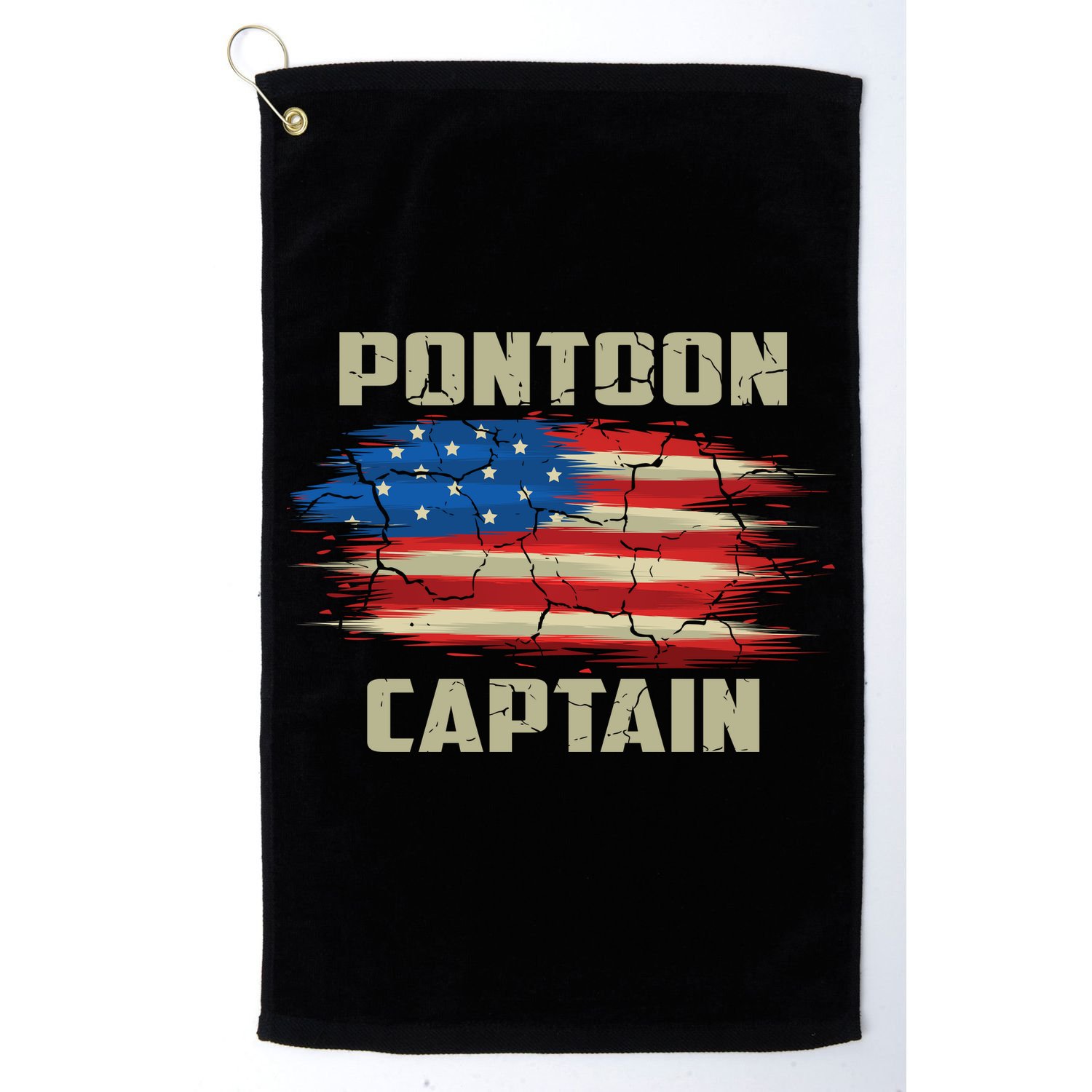 Pontoon Captain American Flag Pontooning Pontoon Boating Golf Towel