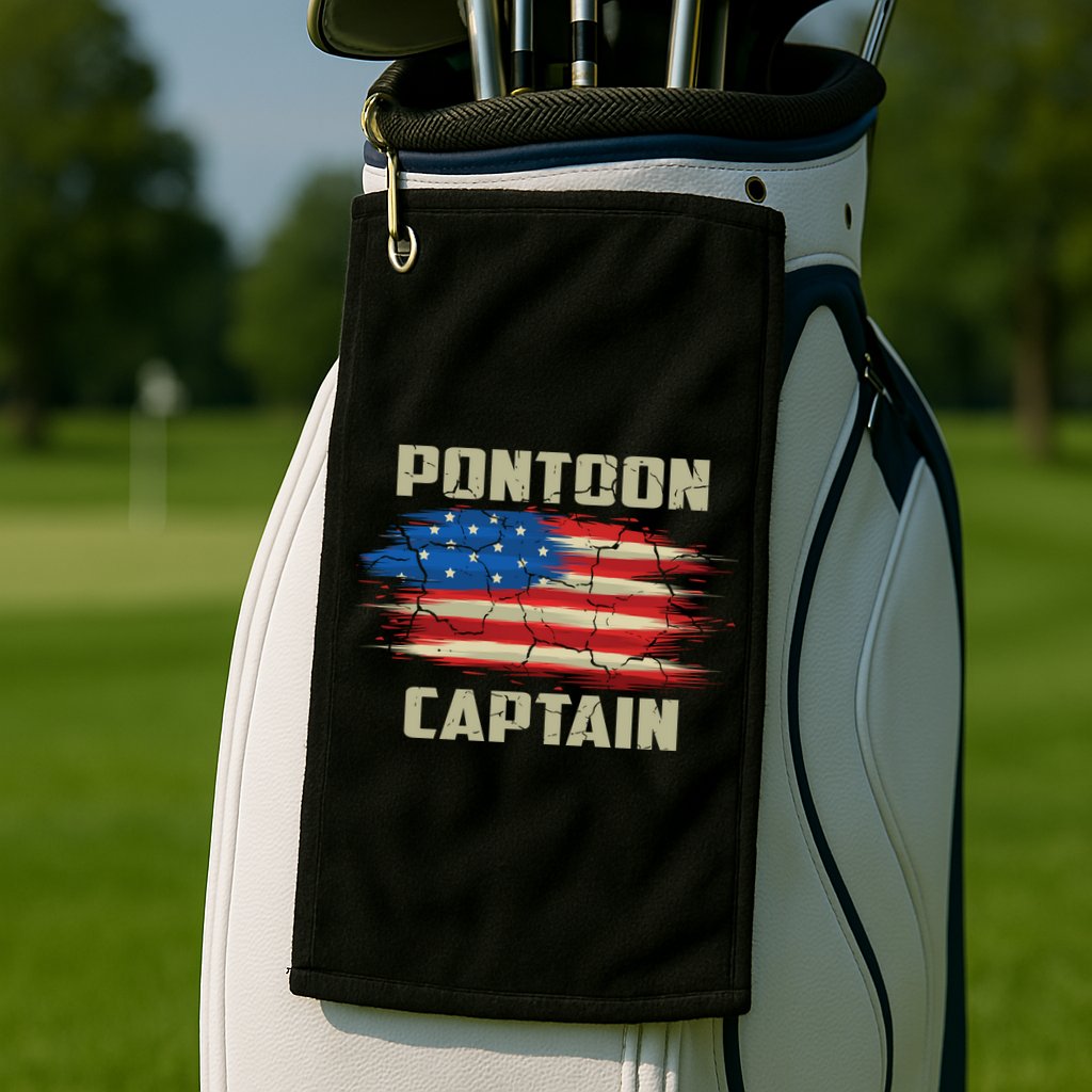 Pontoon Captain American Flag Pontooning Pontoon Boating Golf Towel