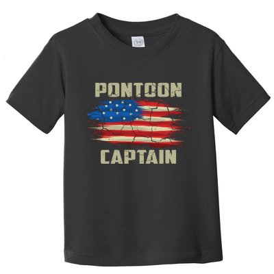 Pontoon Captain American Flag Pontooning Pontoon Boating Toddler T-Shirt