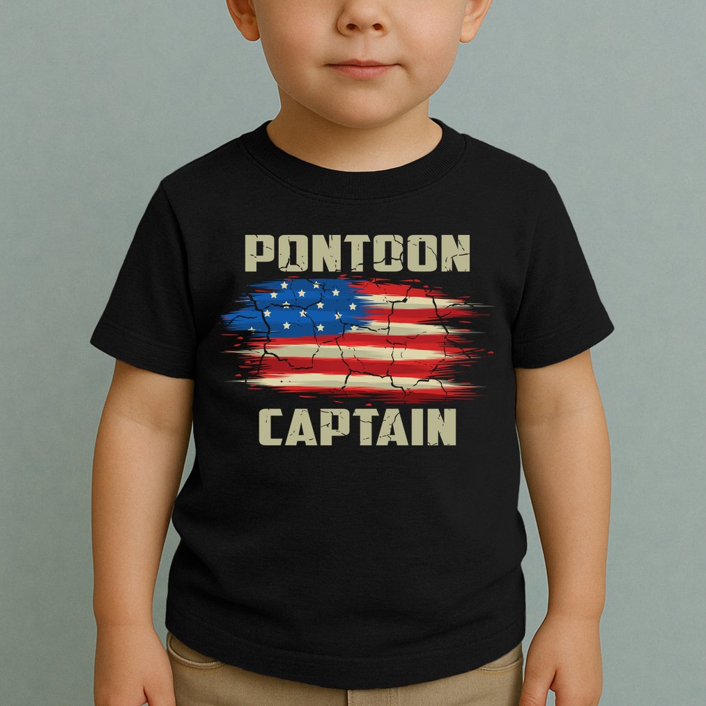 Pontoon Captain American Flag Pontooning Pontoon Boating Toddler T-Shirt