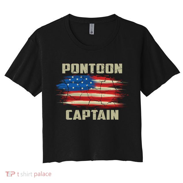 Pontoon Captain American Flag Pontooning Pontoon Boating Crop Top
