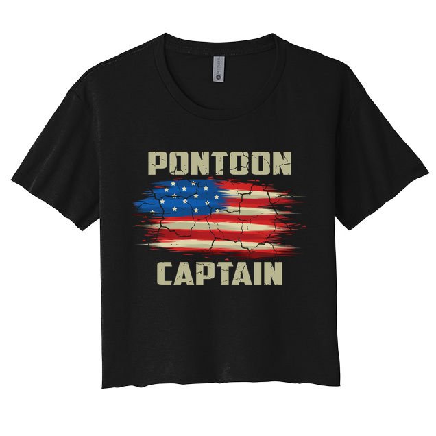 Pontoon Captain American Flag Pontooning Pontoon Boating Crop Top