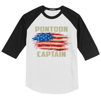 Pontoon Captain American Flag Pontooning Pontoon Boating Kids Colorblock Raglan Jersey