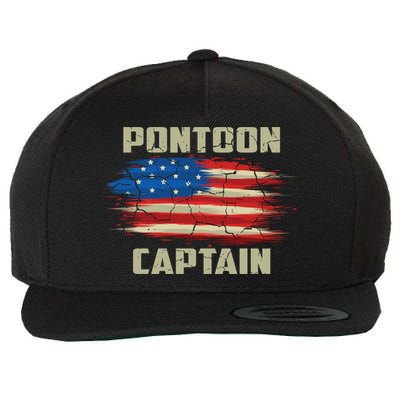 Pontoon Captain American Flag Pontooning Pontoon Boating Wool Snapback Cap
