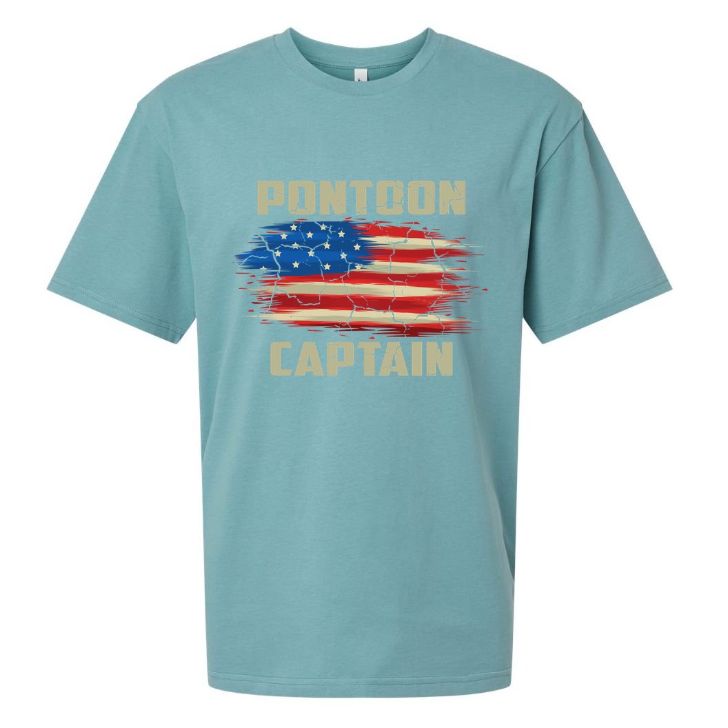 Pontoon Captain American Flag Pontooning Pontoon Boating Sueded Cloud Jersey T-Shirt