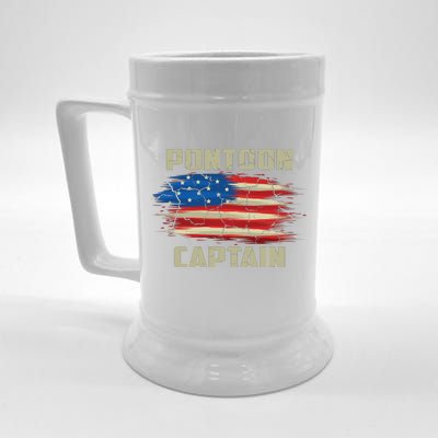 Pontoon Captain American Flag Pontooning Pontoon Boating Beer Stein