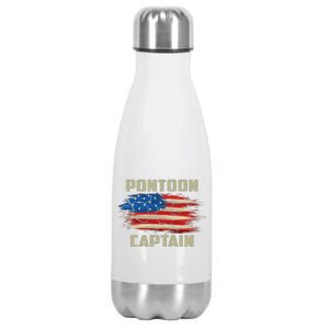 Pontoon Captain American Flag Pontooning Pontoon Boating Stainless Steel Insulated Water Bottle