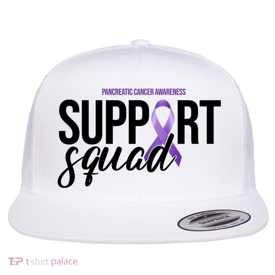 Pancreatic Cancer Awareness Support Squad Flat Bill Trucker Hat