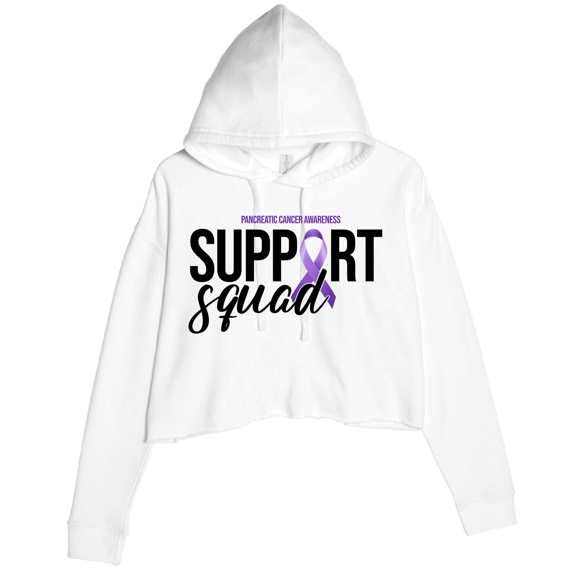 Pancreatic Cancer Awareness Support Squad Crop Fleece Hoodie