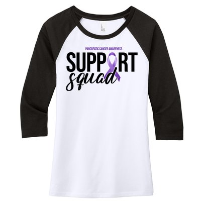 Pancreatic Cancer Awareness Support Squad Women's Tri-Blend 3/4-Sleeve Raglan Shirt