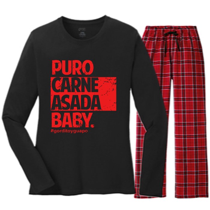 Puro Carne Asada Gorditoyguapo Women's Long Sleeve Flannel Pajama Set 