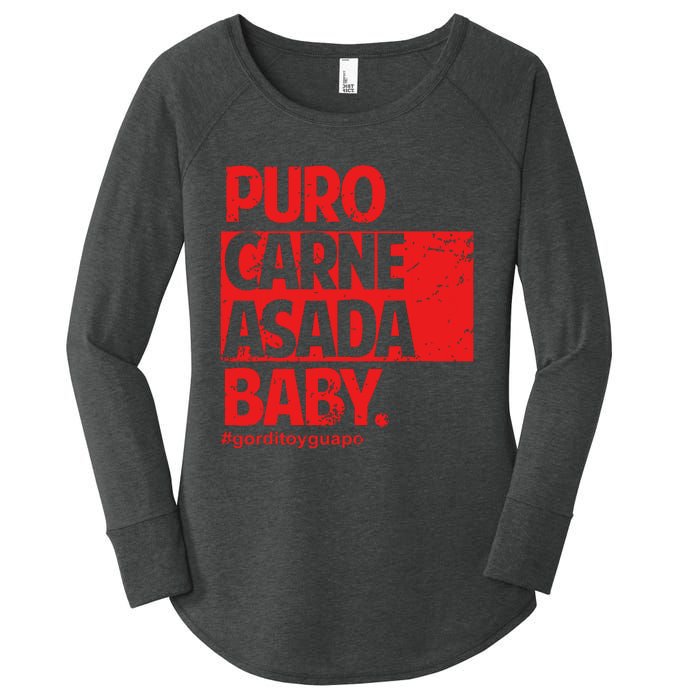 Puro Carne Asada Gorditoyguapo Women's Perfect Tri Tunic Long Sleeve Shirt