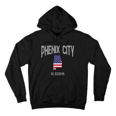 Phenix City Alabama Al Throwback Vintage Usa Flag Tall Hoodie