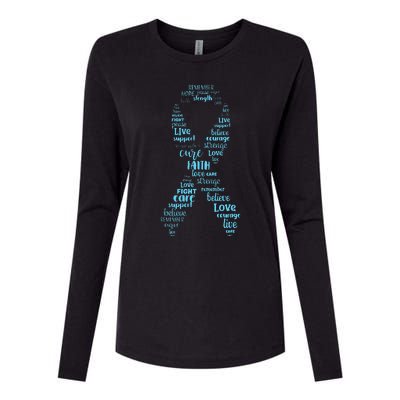 Prostate Cancer Awareness Light Blue Ribbon Survivor Womens Cotton Relaxed Long Sleeve T-Shirt