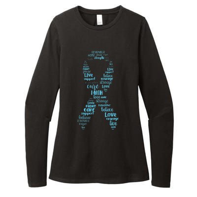 Prostate Cancer Awareness Light Blue Ribbon Survivor Womens CVC Long Sleeve Shirt