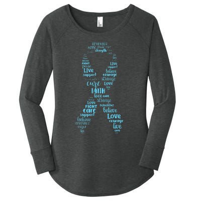 Prostate Cancer Awareness Light Blue Ribbon Survivor Women's Perfect Tri Tunic Long Sleeve Shirt