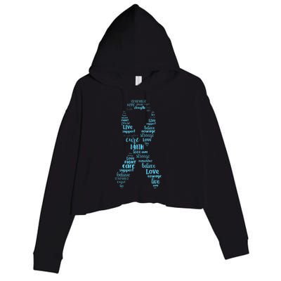 Prostate Cancer Awareness Light Blue Ribbon Survivor Crop Fleece Hoodie