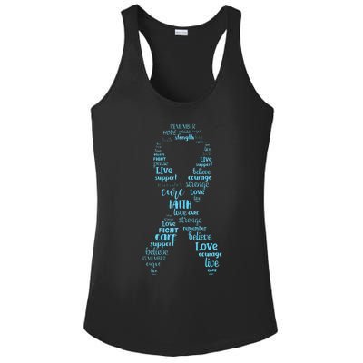 Prostate Cancer Awareness Light Blue Ribbon Survivor Ladies PosiCharge Competitor Racerback Tank