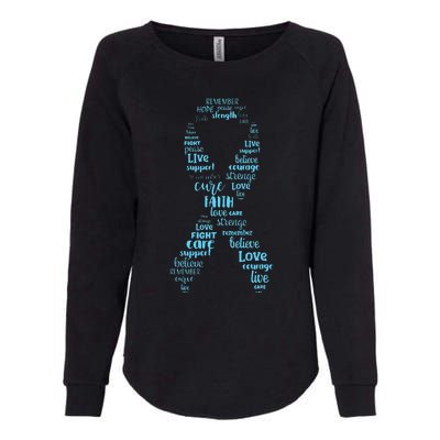 Prostate Cancer Awareness Light Blue Ribbon Survivor Womens California Wash Sweatshirt