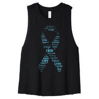 Prostate Cancer Awareness Light Blue Ribbon Survivor Women's Racerback Cropped Tank