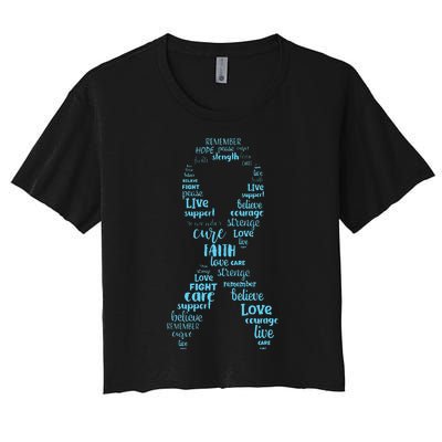 Prostate Cancer Awareness Light Blue Ribbon Survivor Women's Crop Top Tee