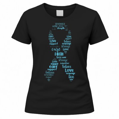 Prostate Cancer Awareness Light Blue Ribbon Survivor Women's T-Shirt