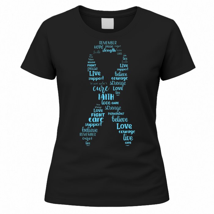 Prostate Cancer Awareness Light Blue Ribbon Survivor Women's T-Shirt