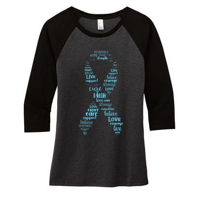 Prostate Cancer Awareness Light Blue Ribbon Survivor Women's Tri-Blend 3/4-Sleeve Raglan Shirt