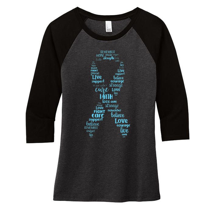 Prostate Cancer Awareness Light Blue Ribbon Survivor Women's Tri-Blend 3/4-Sleeve Raglan Shirt