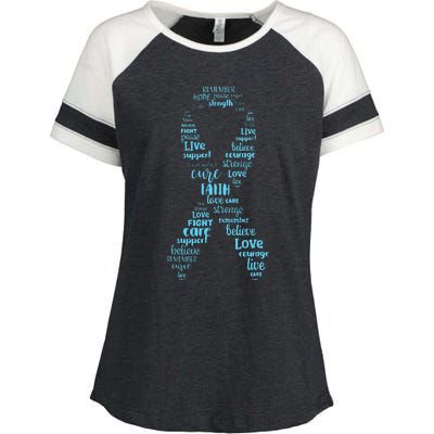 Prostate Cancer Awareness Light Blue Ribbon Survivor Enza Ladies Jersey Colorblock Tee