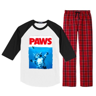 Paws Cat And Mouse Top, Cute Funny Cat Lover Parody Top Raglan Sleeve Pajama Set