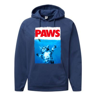 Paws Cat And Mouse Top, Cute Funny Cat Lover Parody Top Performance Fleece Hoodie