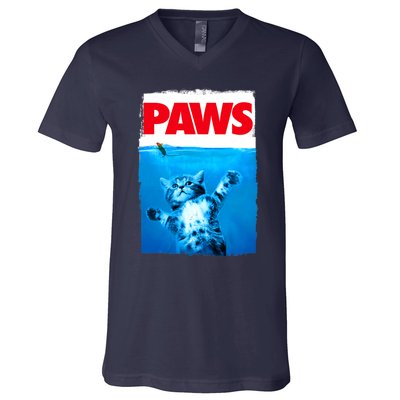 Paws Cat And Mouse Top, Cute Funny Cat Lover Parody Top V-Neck T-Shirt