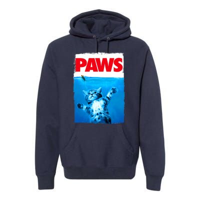 Paws Cat And Mouse Top, Cute Funny Cat Lover Parody Top Premium Hoodie