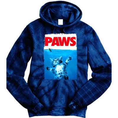 Paws Cat And Mouse Top, Cute Funny Cat Lover Parody Top Tie Dye Hoodie