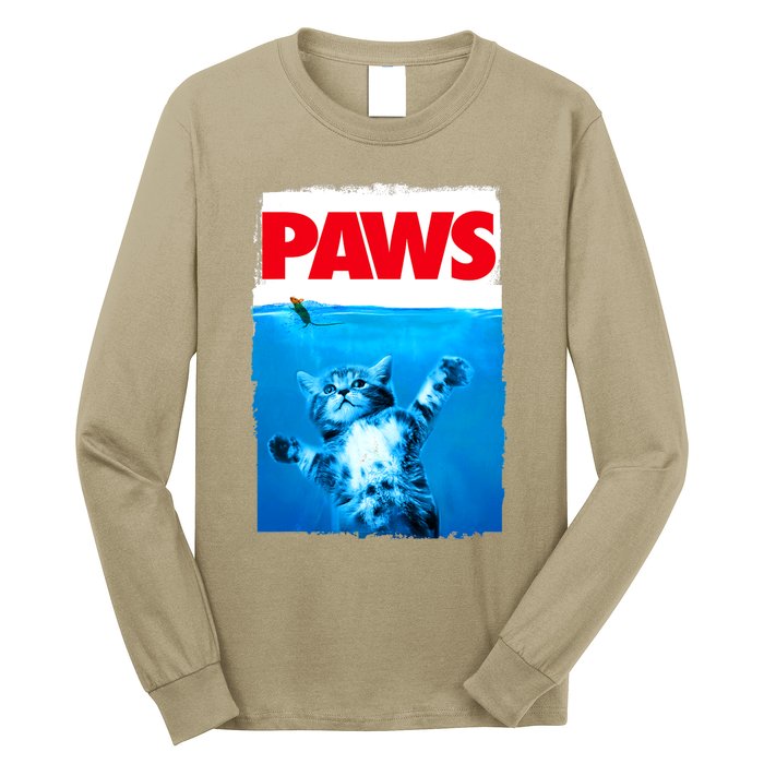 Paws Cat And Mouse Top, Cute Funny Cat Lover Parody Top Long Sleeve Shirt