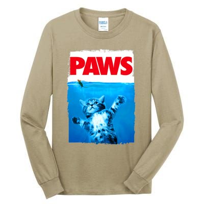 Paws Cat And Mouse Top, Cute Funny Cat Lover Parody Top Tall Long Sleeve T-Shirt